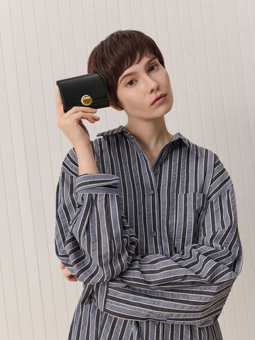 กระเป๋าสตางค์ใบสั้นรุ่น Behn, สีดำ, hi-res