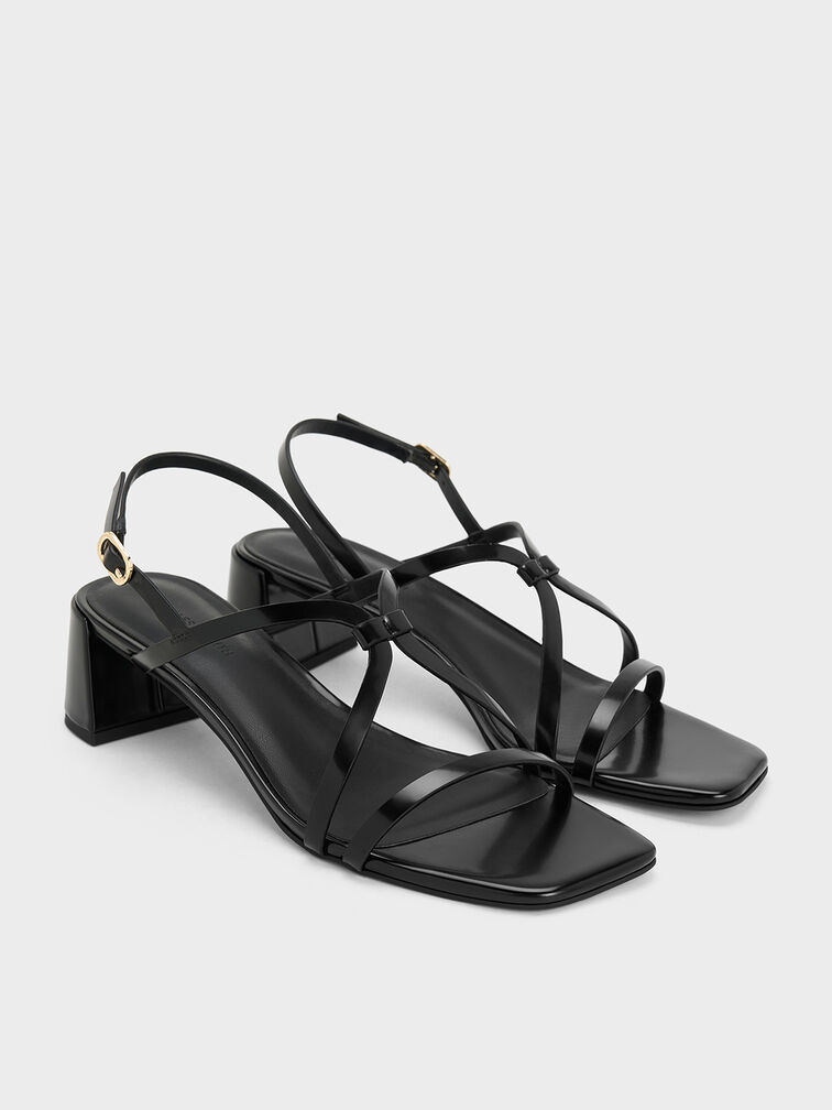 Strappy Block-Heel Slingback Sandals, Black Boxed, hi-res