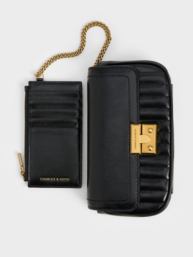 Mini Donna Crinkle-Effect Bag, Black, hi-res