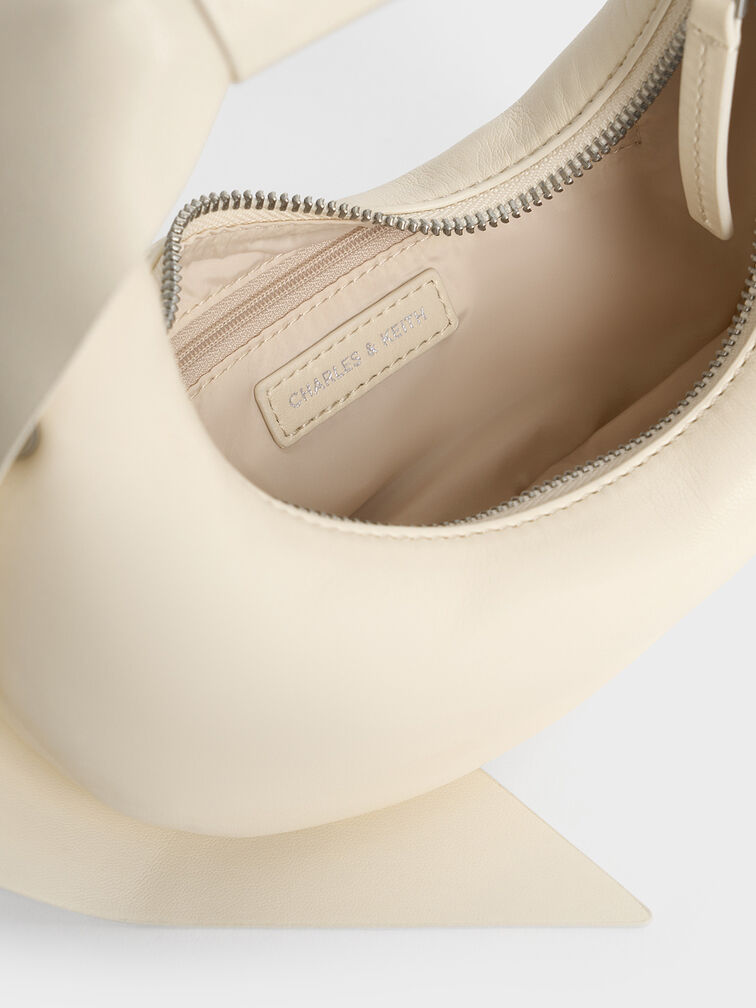 Micro Toni Knotted Crescent Hobo Bag, Chalk, hi-res