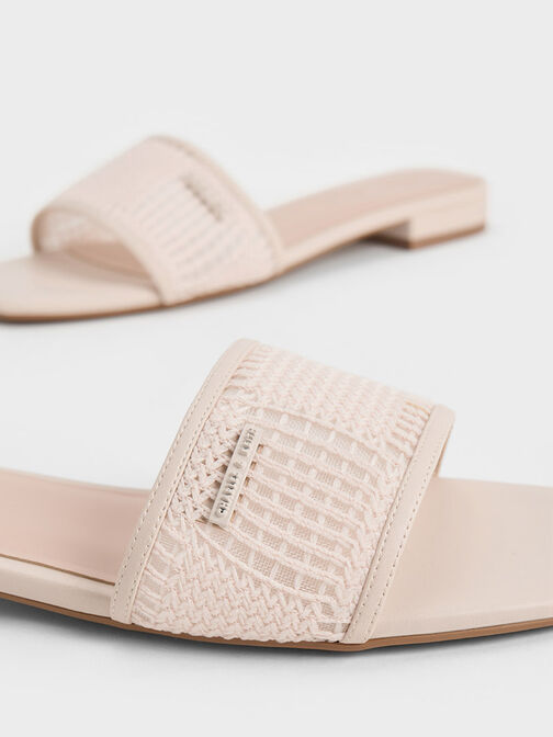 Mesh Knitted Slide Sandals, , hi-res