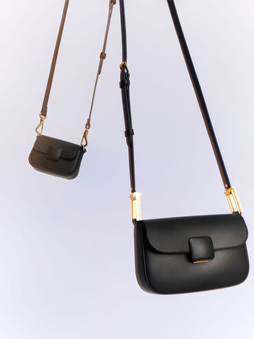 Micro Koa Square Push-Lock Bag, สีดำ, hi-res