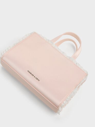 Raina Lace-Trim Tote Bag, Pink, hi-res