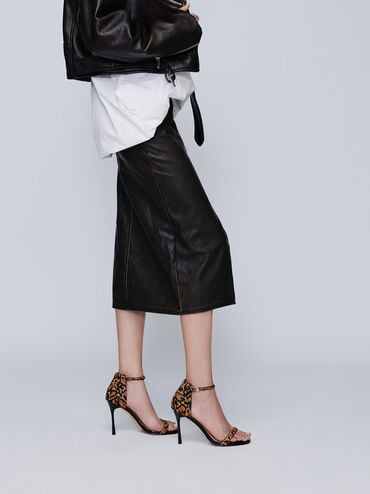 Kyra Calf Hair Leopard-Print Stiletto Sandals, Animal Print Brown, hi-res