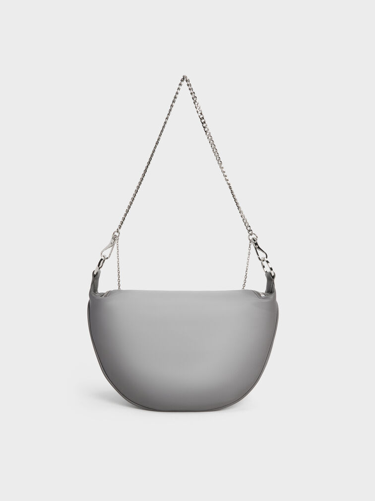 Philomena Half-Moon Crossbody Bag, Grey, hi-res