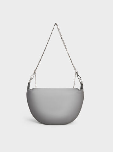 Philomena Half-Moon Crossbody Bag, Grey, hi-res
