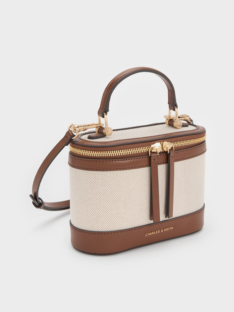 Enola Canvas Top Handle Vanity Bag, Chocolate, hi-res