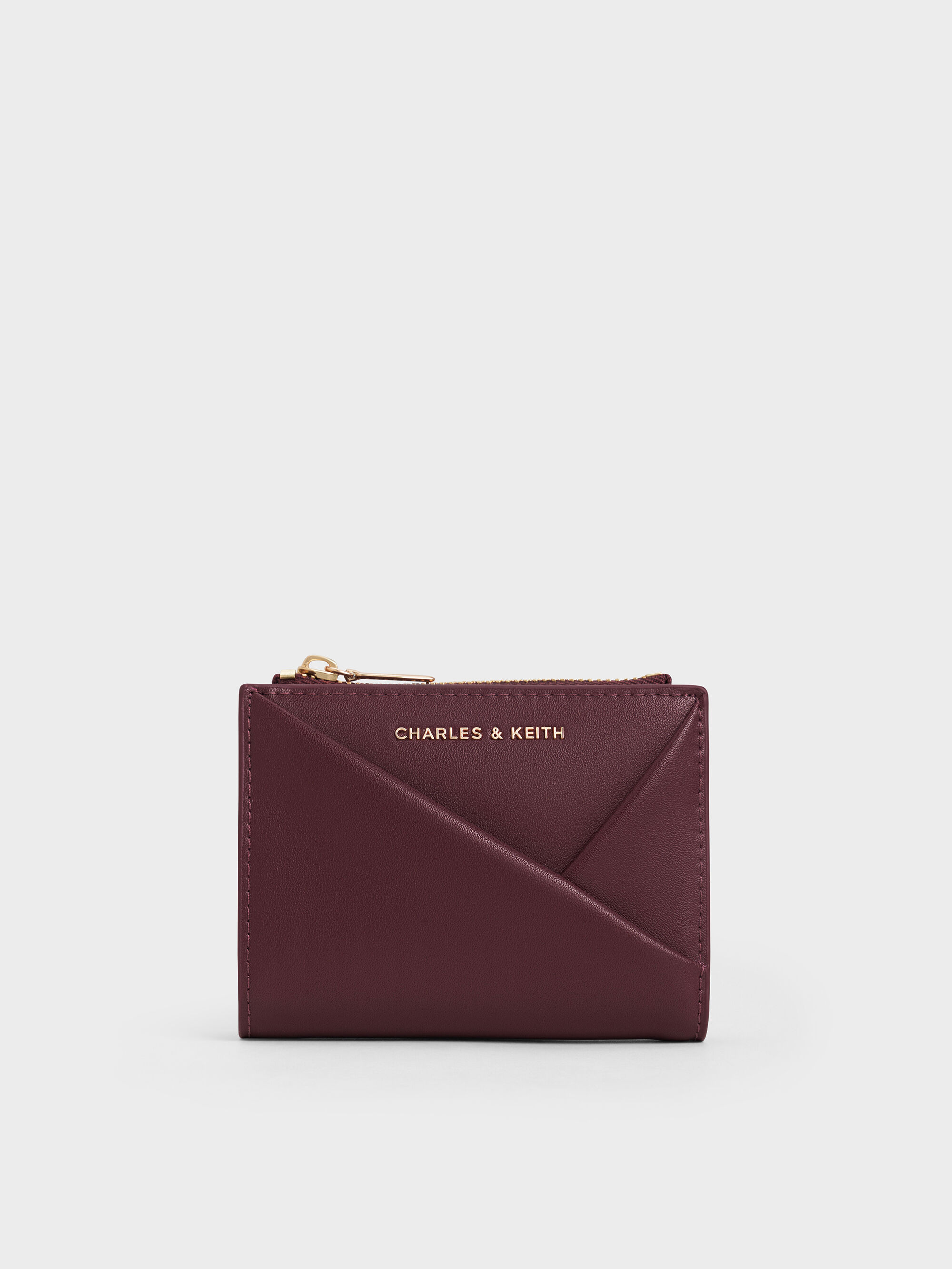 Wineberry Red Midori Geometric Top-Zip Wallet - CHARLES