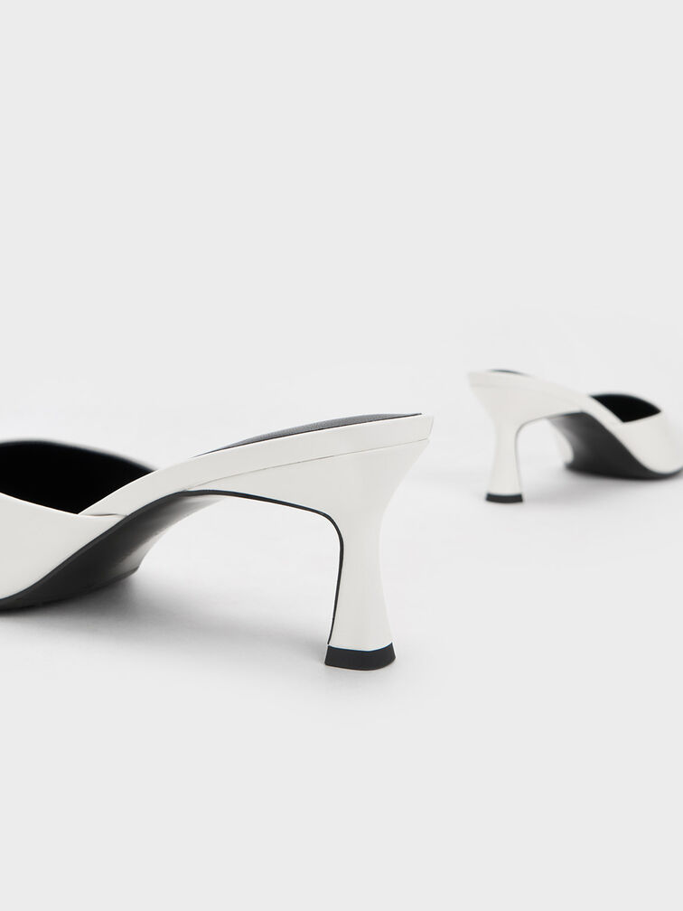 Flare Heel Mules, สีขาว, hi-res