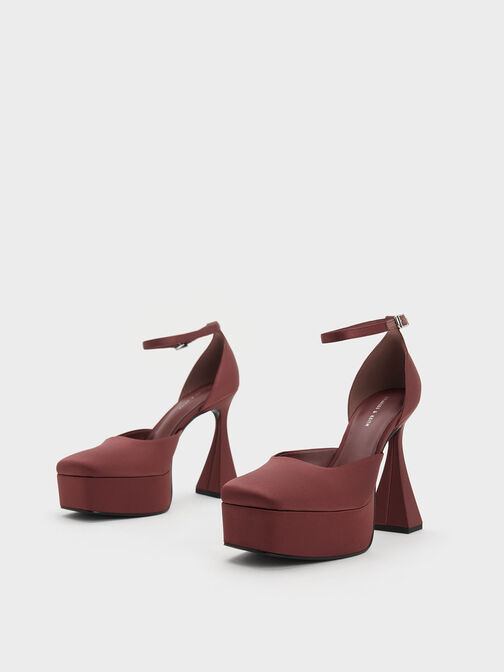Recycled Polyester Flared Heel D'Orsay Pumps, , hi-res