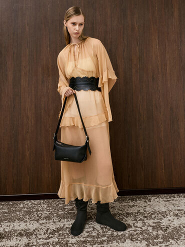 Larsen Buckle-Strap Slouchy Shoulder Bag, Noir, hi-res