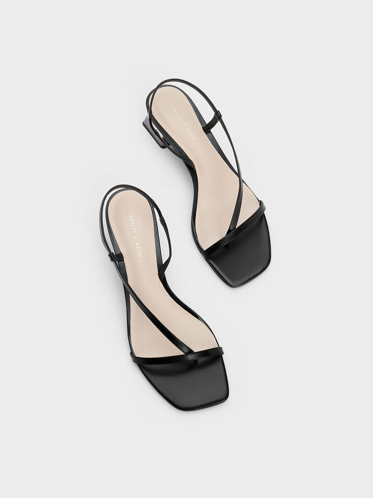 Metallic Trapeze Heel Thong Sandals, , hi-res