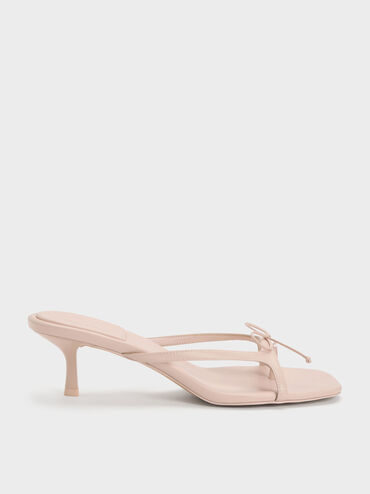 Bow Thong Kitten Heels, Nude, hi-res