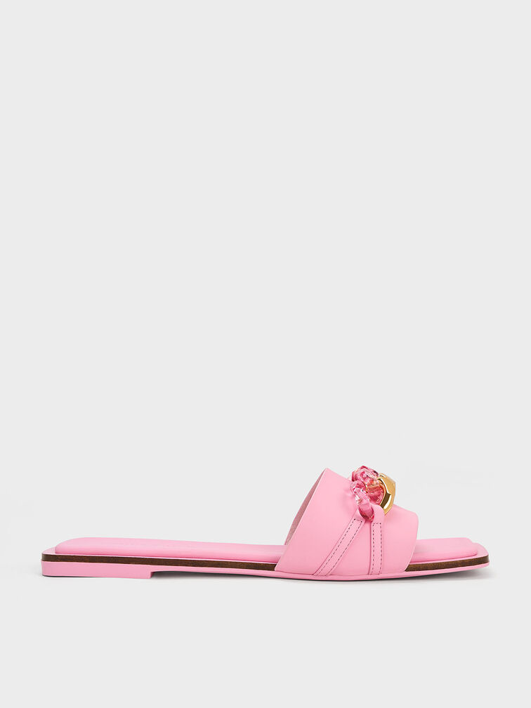Chunky Chain-Link Slide Sandals, , hi-res