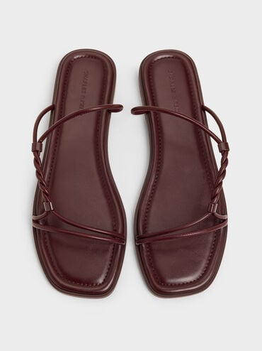 Fianna Twist-Strap Slide Sandals, Burgundy, hi-res