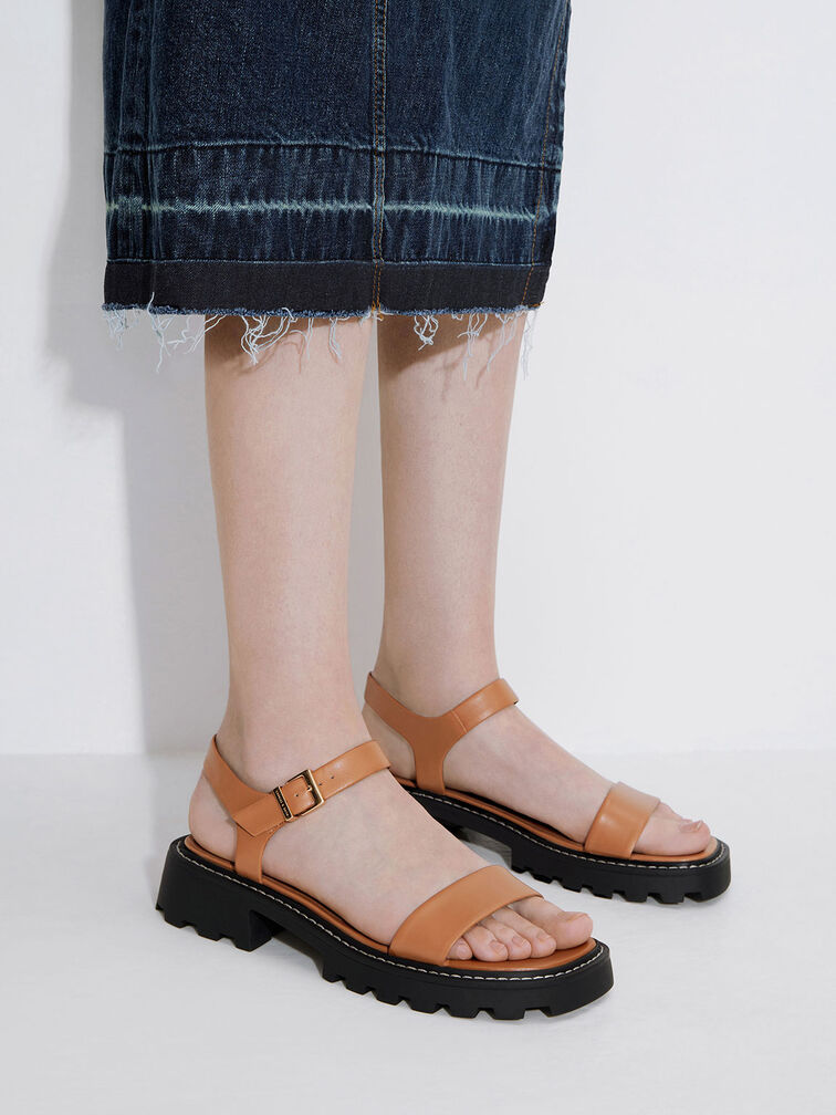 Stitch-Trim Buckled Sandals, , hi-res