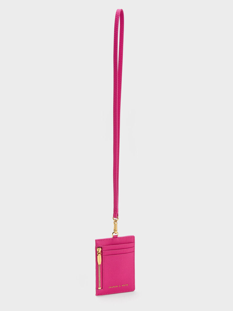 Side Zip Card Holder, Fuchsia, hi-res