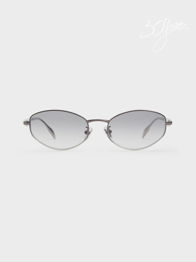 Celestia Ombre Crystal-Accent Oval Sunglasses, Grey, hi-res