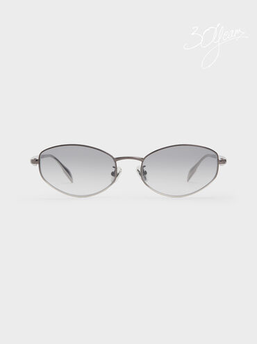 Celestia Ombre Crystal-Accent Oval Sunglasses, Grey, hi-res