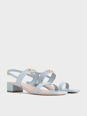 Metallic-Accent Slingback Sandals, Light Blue, hi-res