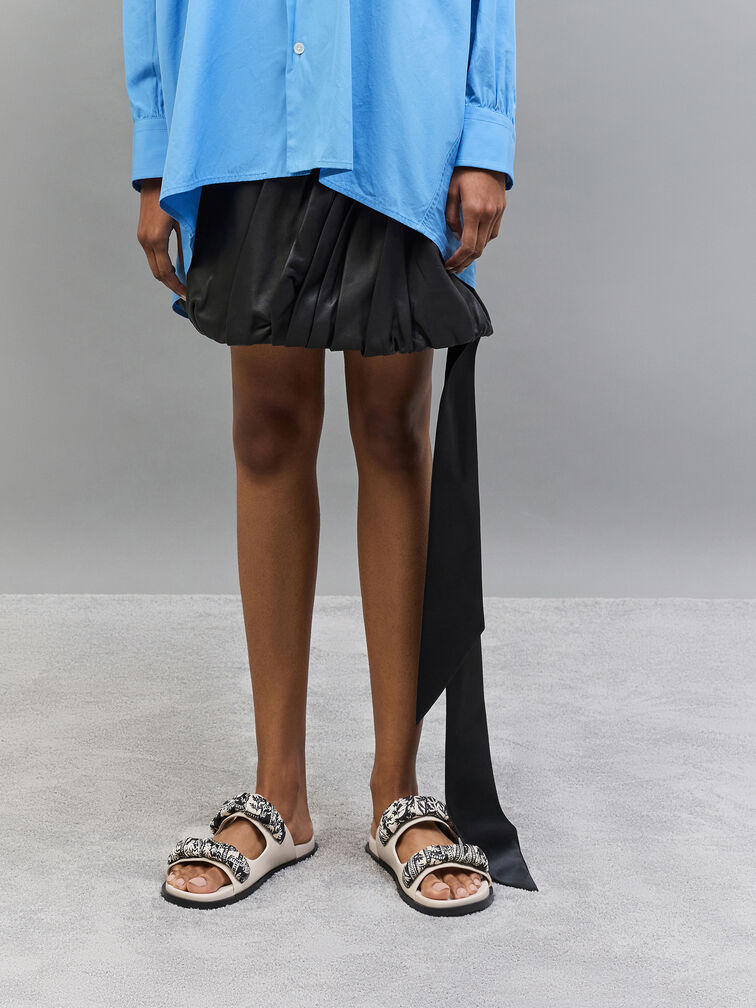 Tayari Leather Printed Double-Strap Sandals, Chalk, hi-res