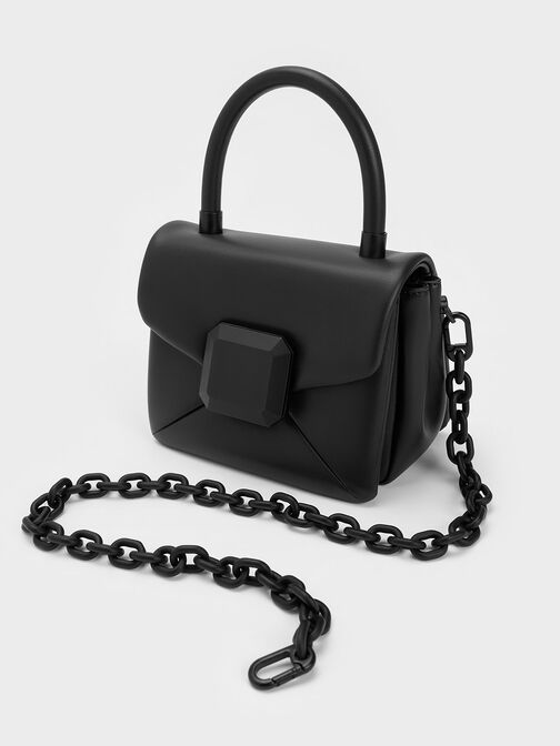 Geometric Push-Lock Top Handle Bag, , hi-res