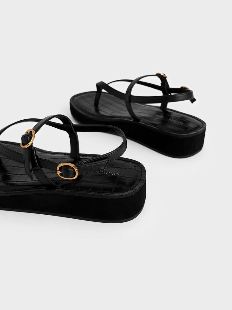 Strappy Flatform Thong Sandals, , hi-res