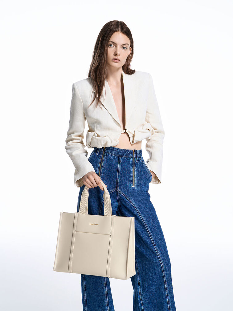 Shalia Tote Bag, สีเบจ, hi-res