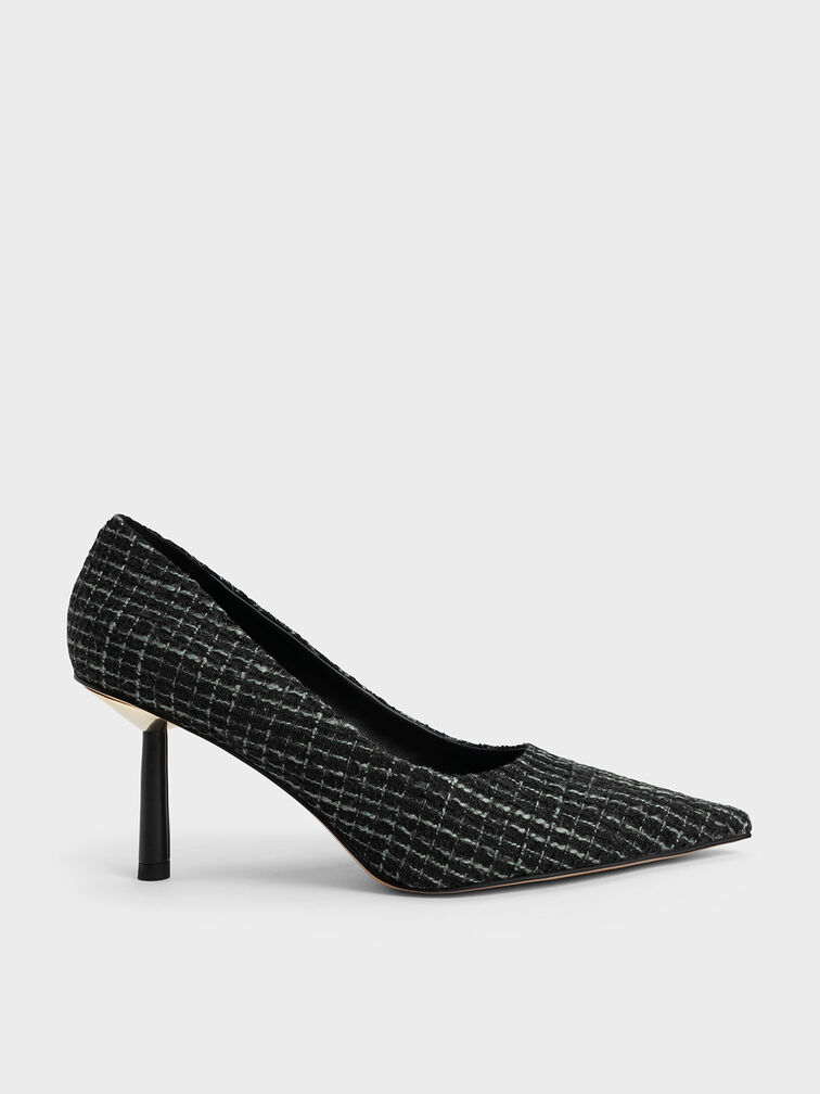 Cylindrical Heel Tweed Pumps, , hi-res