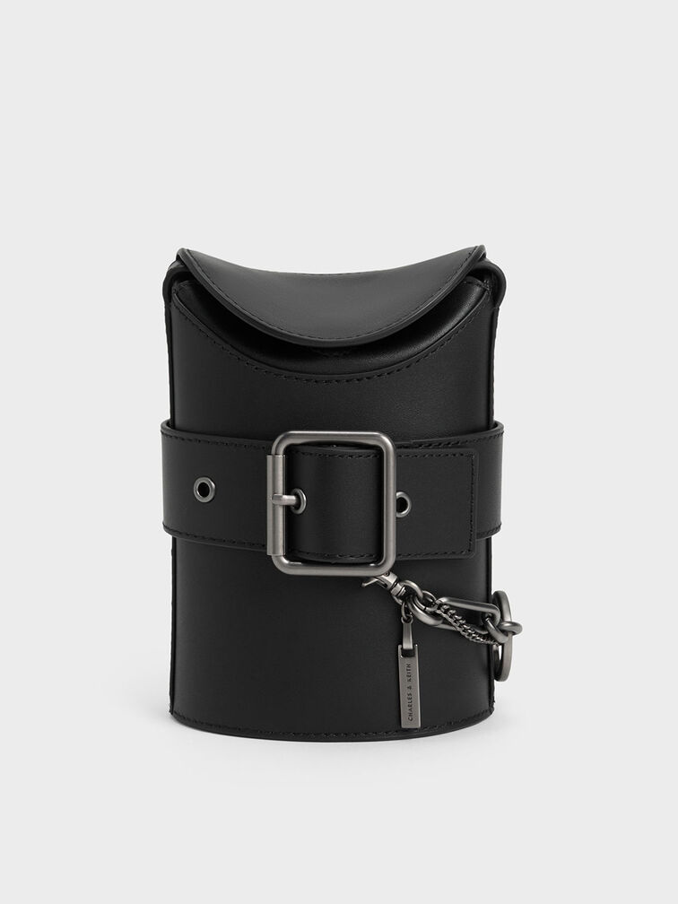 Jules Leather Belted Bucket Bag, , hi-res