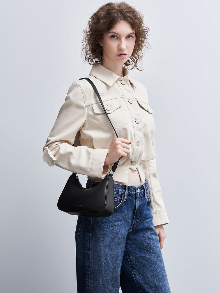 Lane Lock & Key Chain Handle Trapeze Bag, Noir, hi-res