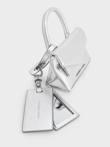 Andromeda Metallic Micro Bag Charm, Silver, hi-res