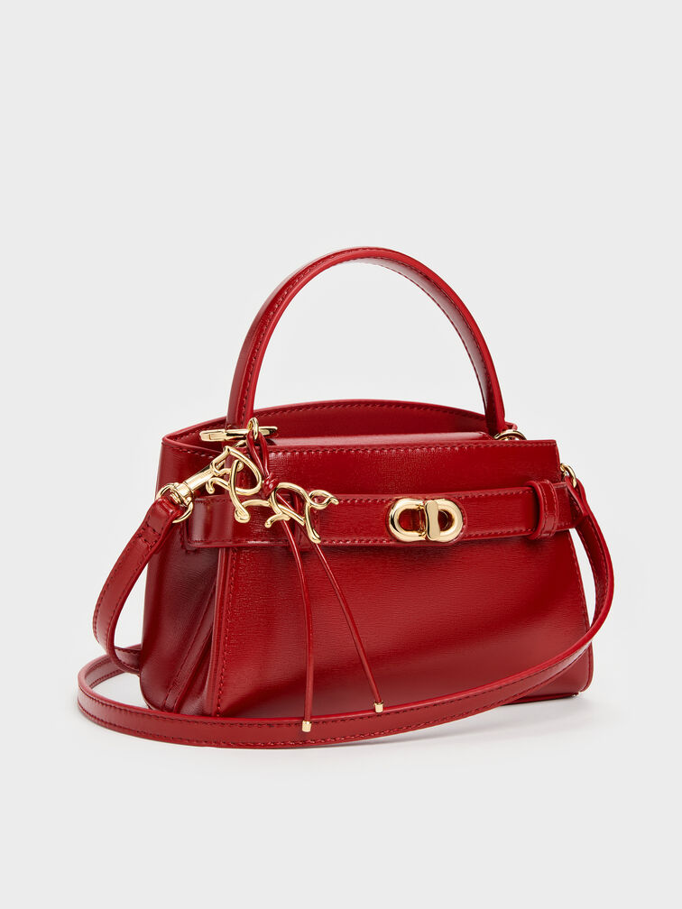 Aubrielle Horse-Motif Top Handle Bag, Tomato Red, hi-res