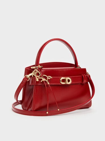 Aubrielle Horse-Motif Top Handle Bag, Tomato Red, hi-res