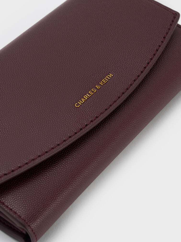 Briony Curved Flap Long Wallet, Wineberry Red, hi-res