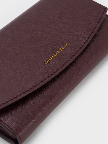 กระเป๋าสตางค์ใบยาวดีไซน์ที่ปิดด้านหน้าทรงโค้งรุ่น Briony, Wineberry Red, hi-res