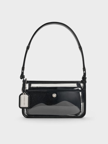 Norah See-Through Mesh Shoulder Bag, Clear, hi-res