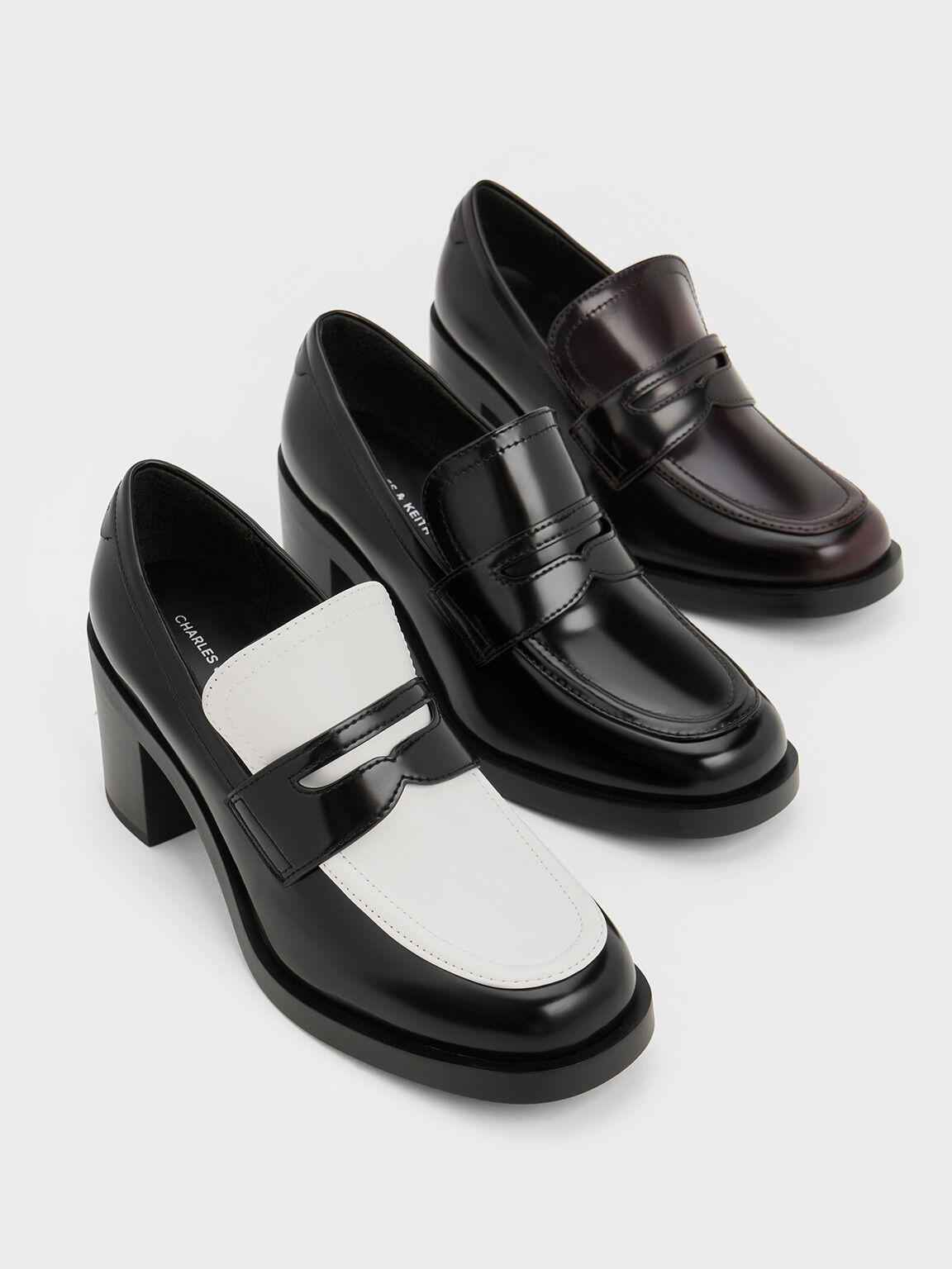 Multicoloured Penny Loafer Block Heel Pumps CHARLES KEITH TH