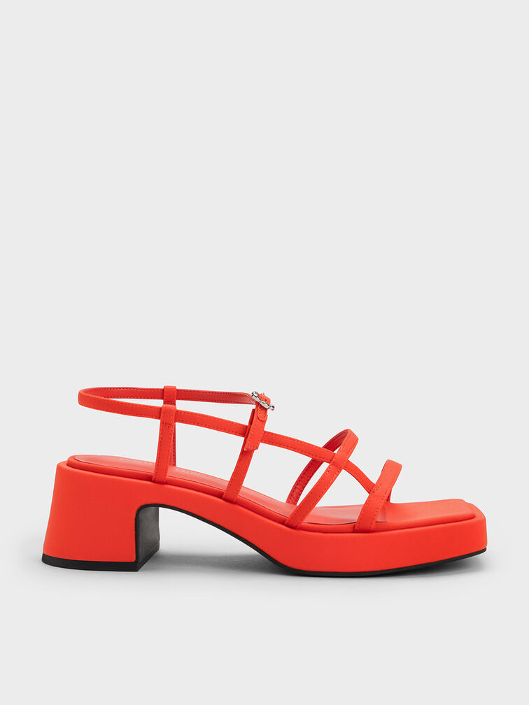 Flower-Buckle Strappy Sandals, , hi-res