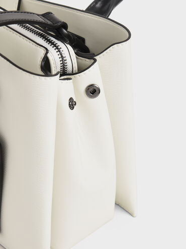 กระเป๋าถือหูจับคู่แบบมีทรงรุ่น Cameron, สีขาว, hi-res