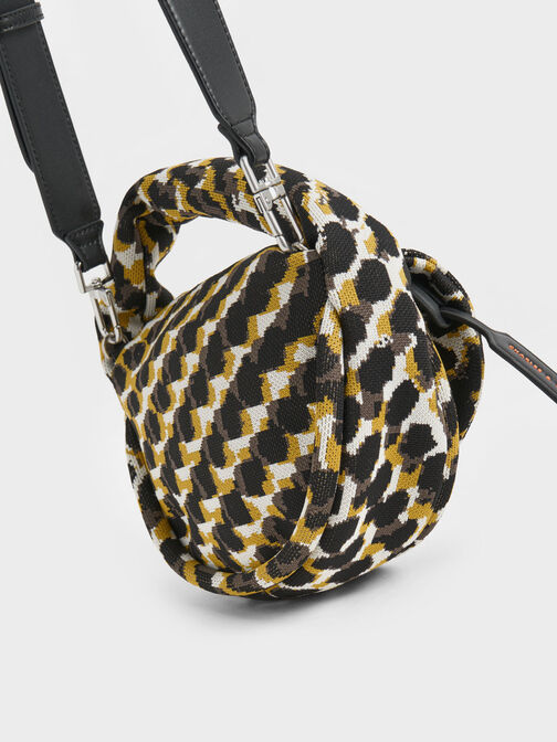 Yama Knitted Padded Handle Bag, สีกากี, hi-res