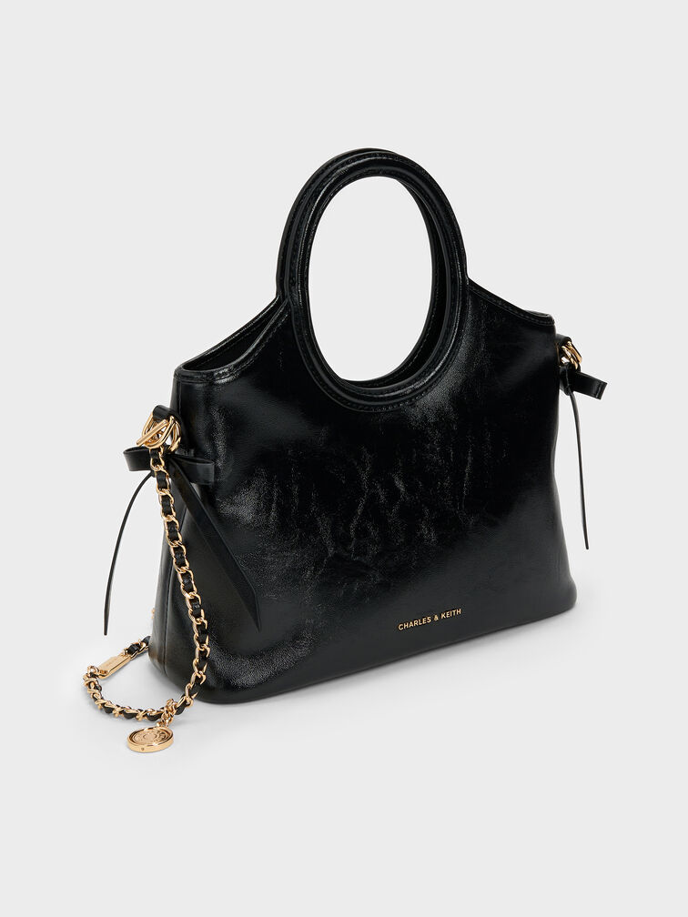 Mini Dalia Bow Oval-Handle Tote Bag, Black, hi-res
