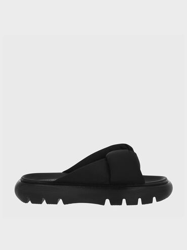 Odessa Nylon Round-Toe Slide Sandals, , hi-res