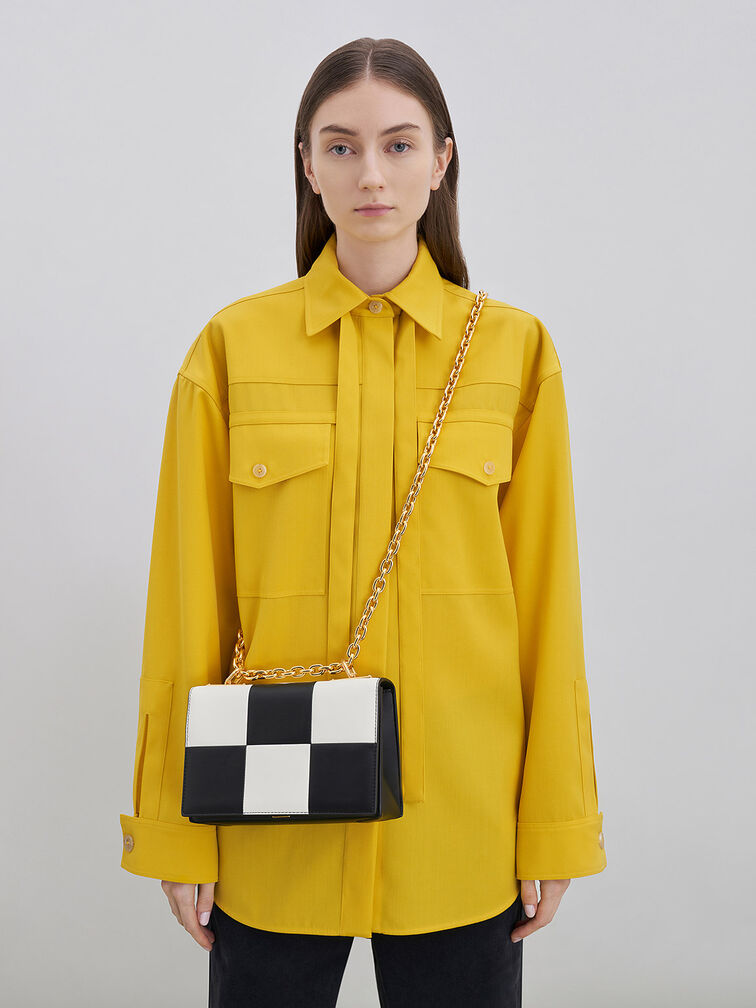 Georgette Chain Handle Checkered Bag, , hi-res