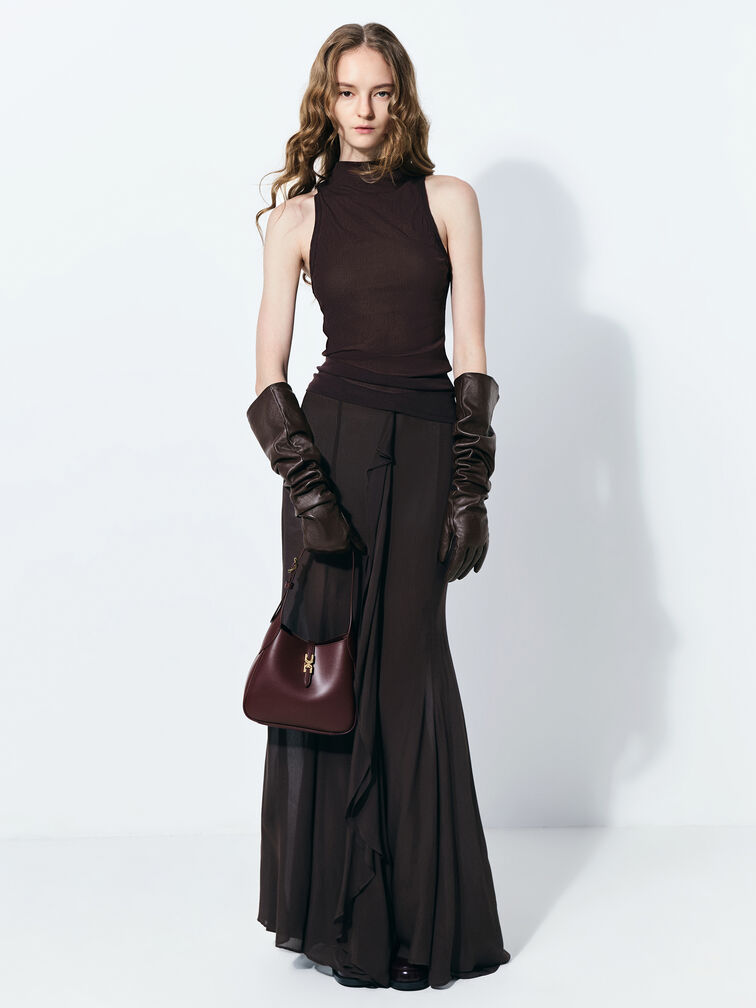 กระเป๋าโฮโบมินิรุ่น Adalyn, สีไวน์เบอร์รี่เรด, hi-res