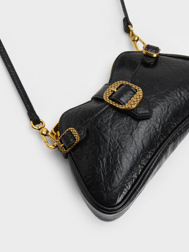 Eilith Chain-Handle Buckled Bag, สีดำ, hi-res
