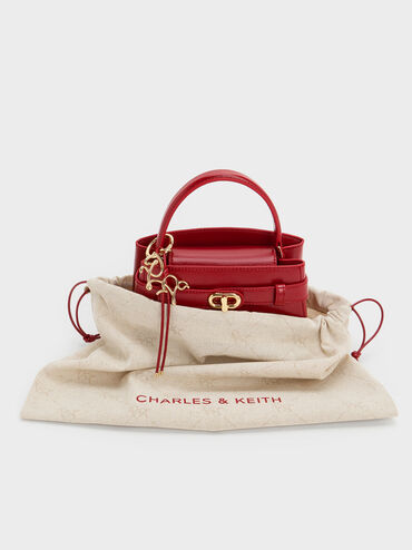 Aubrielle Horse-Motif Top Handle Bag, Tomato Red, hi-res