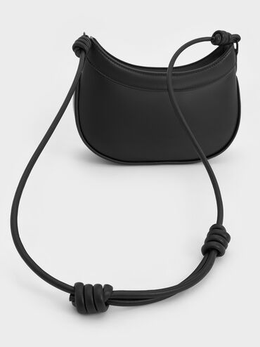 Sabine Knotted-Strap Curved Shoulder Bag, Jet Black, hi-res