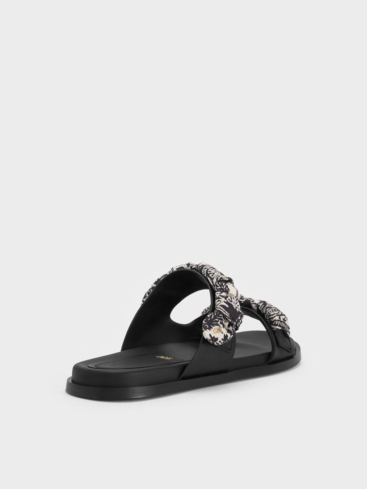 Tayari Leather Printed Double-Strap Sandals, Black, hi-res