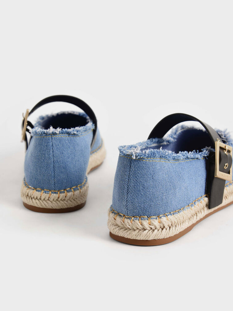 Buckled Denim Espadrille Flats, , hi-res